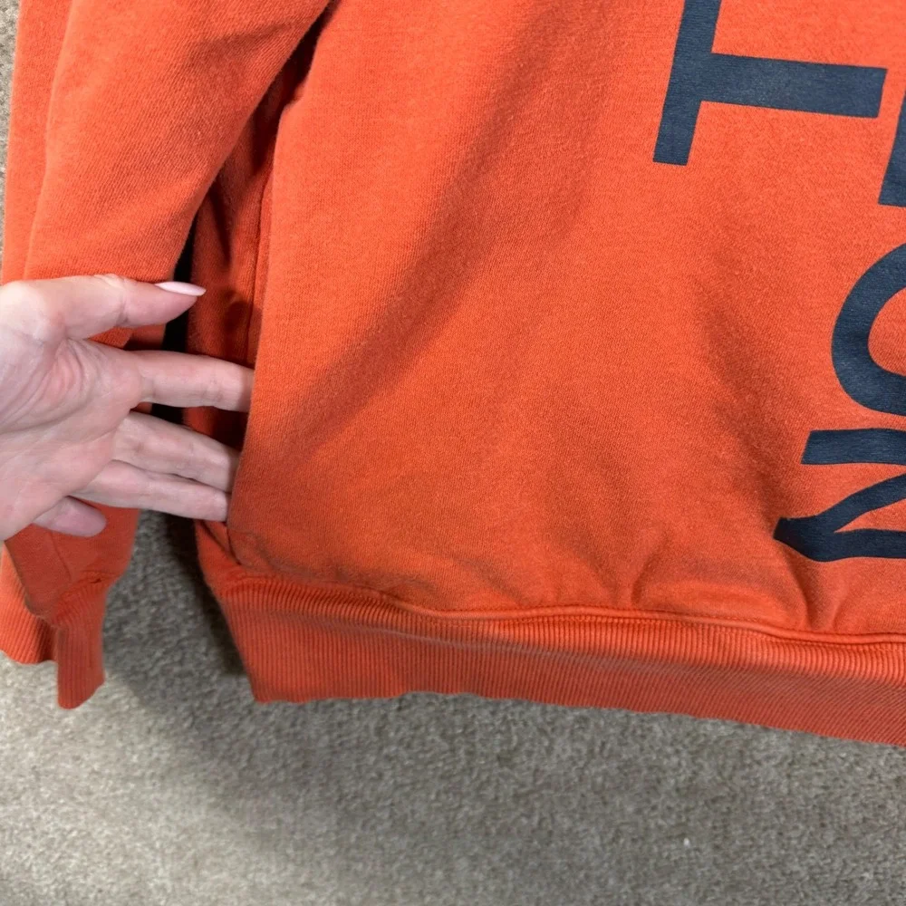 The North Face Hoodie Mens Large Orange Vertical Logo Pullover Sweatshirt
